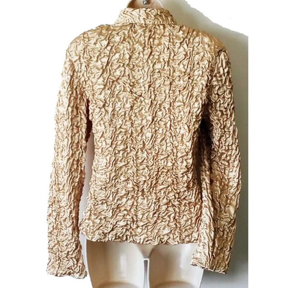 Joseph Ribkoff Trends Gold Shirred Jacket 8 Rhinestone Buttons - Picture 2 of 9